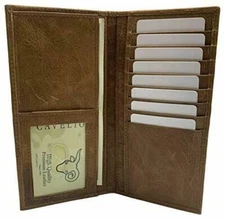 Genuine Leather Long Bifold Checkbook Cover Wallet Multi Card Pocket Holder USA