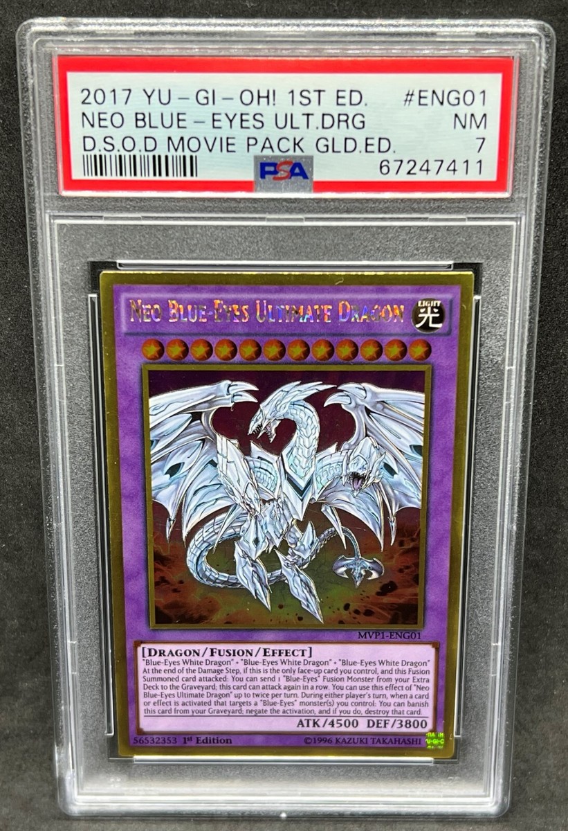 Yugioh PSA 7 NM Neo Blue-Eyes Ultimate Dragon MVP1-ENG01 Gold Rare