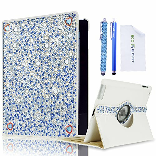 Eco-Fused - Custodia iPad 2/3/4, in Similpelle con Brillanti Effetto Blu, (H6j)