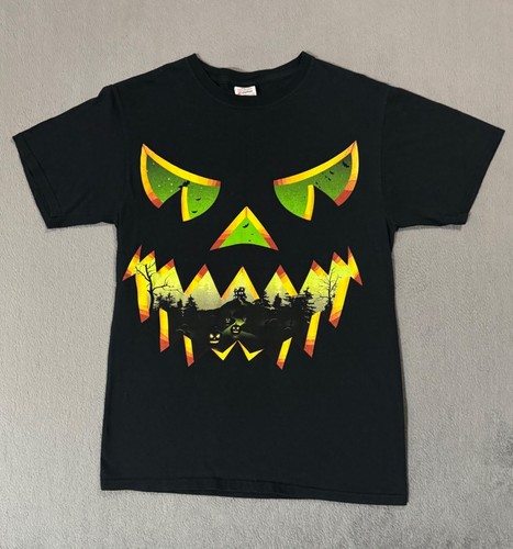 Halloween Pumpkin Vtg Y2K Fruit Of The Loom 3D Horror Scary Bat T Shirt -S - Picture 11 of 11