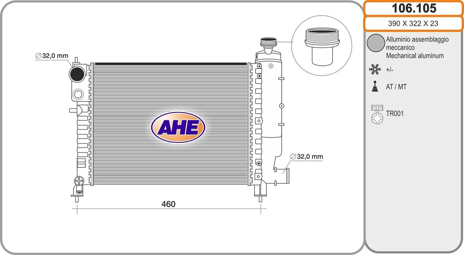 Radiateur de remplacement Saxo 1.1 Bifuel pour entretien auto