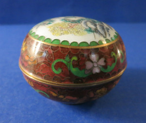 c. 1900 ❅HAND PAINTED❅ Chinese Antique ~ OLD BRONZE ~ 3" Cloisonne Box ☆SONOMA☆
