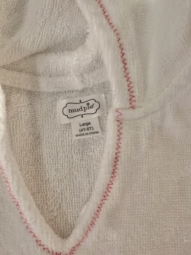 Mudpie Girl White Terry Cloth Coverup With Red Yellow Blue Flowers Size 4T - 5T - Picture 7 of 12