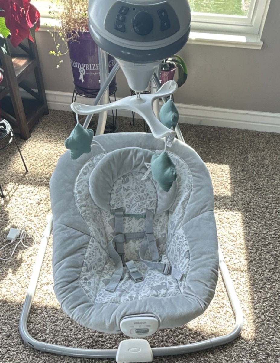 Graco Baby Swing Gray White Vibration Music Nature Sounds Adjustable Speeds  | eBay