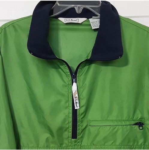L. L. Bean Vtg Mens Green Lightweight Windbreaker Jacket 1/4 Zip Pullover Medium - Picture 2 of 9