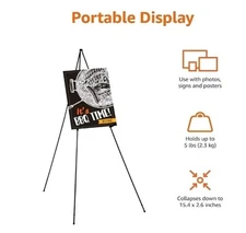 2 Count, Easel Display Stand, Collapsible and Portable with Tripod Base, 60 In
