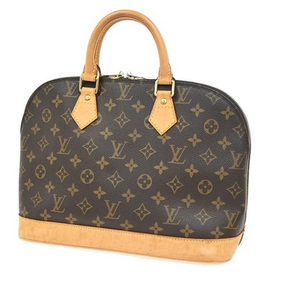 LOUIS VUITTON LV Logo Alma Hand Bag Monogram Leather Brown France M51130 73AA211