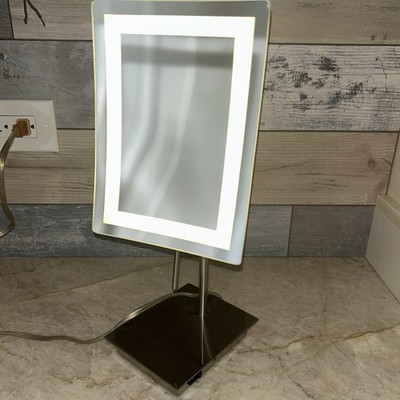 Kimball and Young Free Standing Lighted Makeup Mirror - Brushed Nickel New