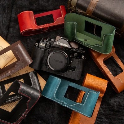 Handmade Genuine Leather Half Camera Case Bag Cover W/handle For Canon A1 A-1