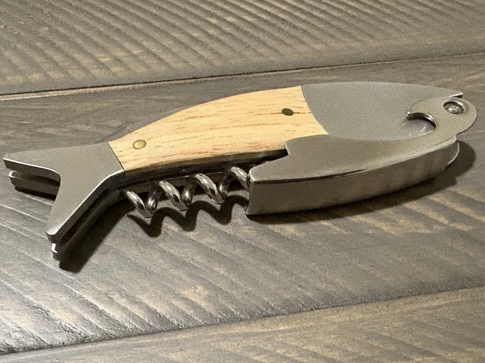 Kikkerland рыбы штопор винная бутылка открывалка из нержавеющей стали официантов инструмент - Изображение 4 из 4