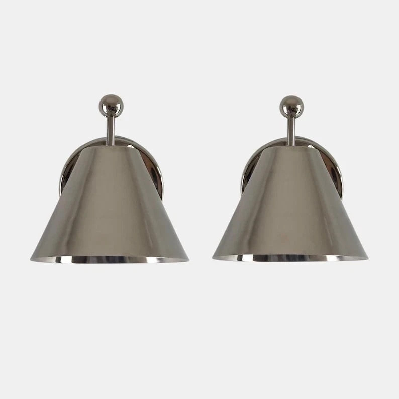 Pair of two Vintage Brass Wall Sconce with Adjustable Pivot lamp shade Handmade