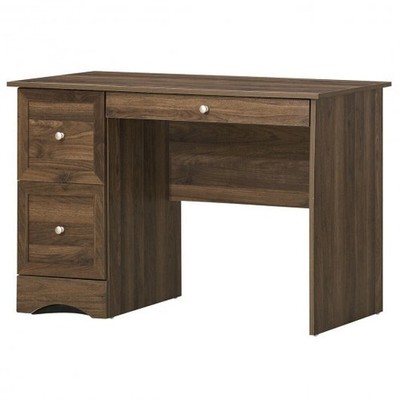 Wooden Vintage Computer Desk with 2 Drawers for Home and Office-Walnut - Color:
