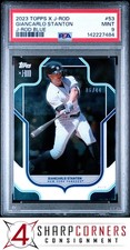 2023 TOPPS X JULIO RODRIGUEZ SHOW OUT BLUE #53 GIANCARLO STANTON /44 POP 1 PSA 9