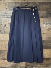 VTG Pleated Midi Skirt Women 10 Preppy Secretary Academia Lined Waist: 26"