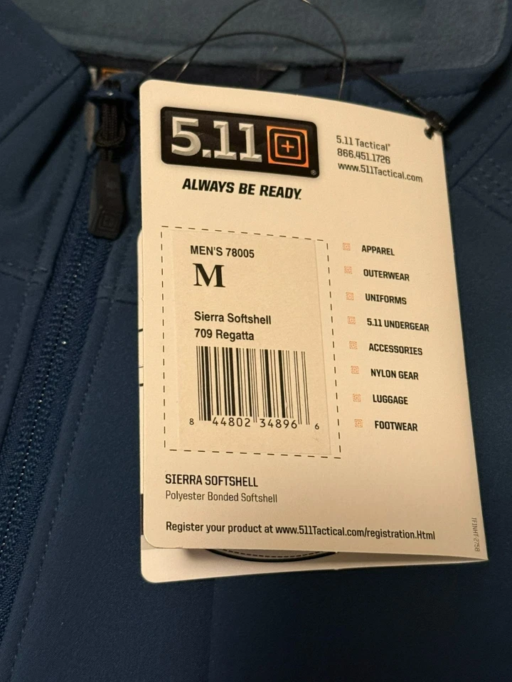 5.11 Sierra Softshell Jacket Blue Medium Men's - Image 4 of 4