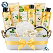 Vanilla Spa Gift Basket for Women Bath Set 11 Pieces Shower Kit Relaxing