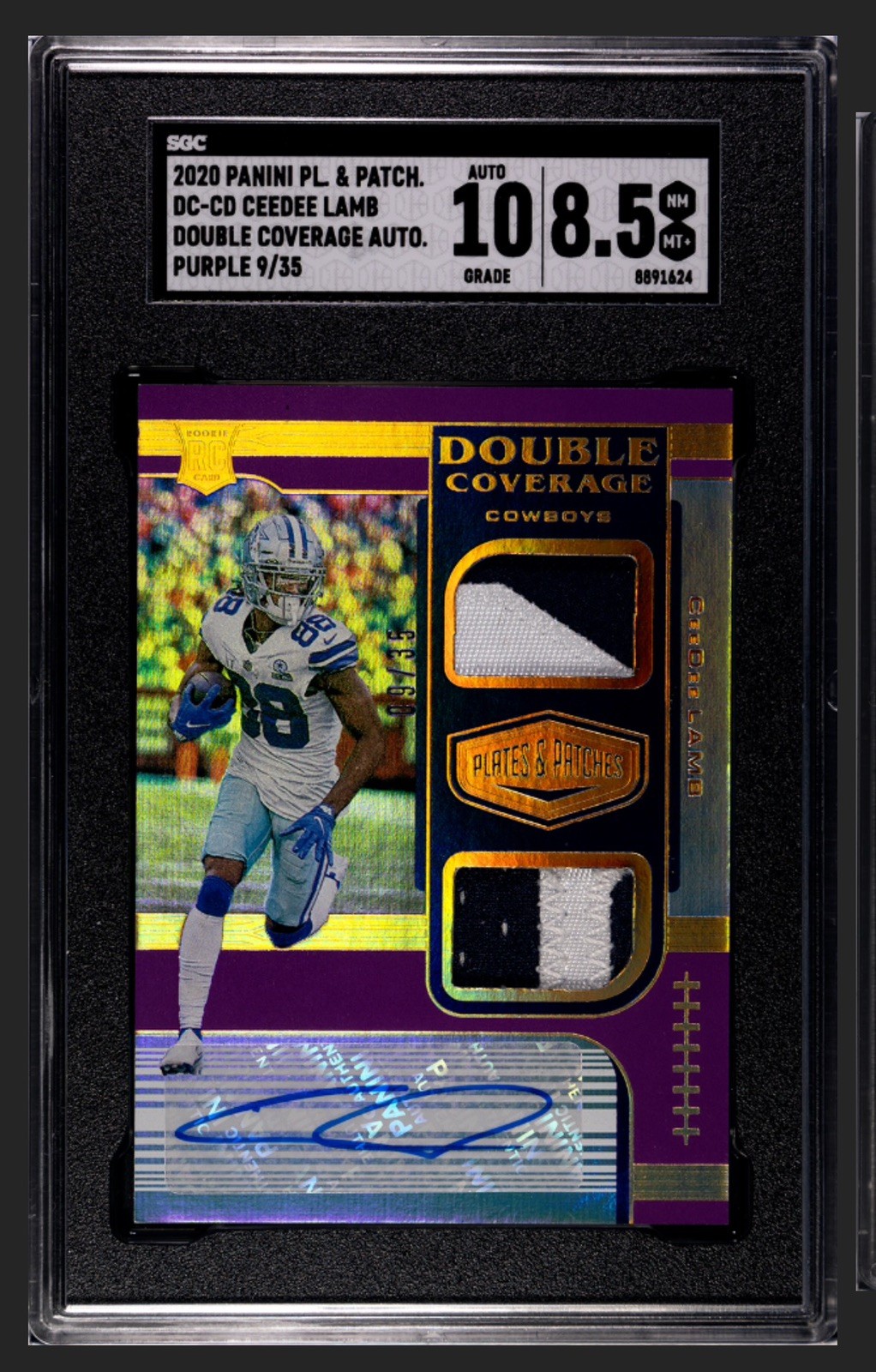 CeeDee Lamb Panini Plates & Patches Double Coverage Autographs #DCCD Purple