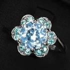 Graceful Baby Blue Aquamarine 1.45Ct 925 Sterling Silver Handmade Rings Size 7.5