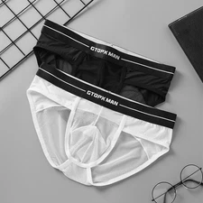 Stylish Mesh Briefs for Men Low Rise Comfortable See Through Underwear