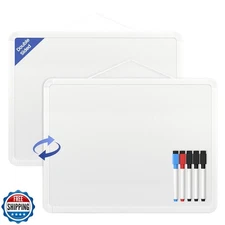 Lumspax Small White Board for Wall, 11" x 14" Mini Dry Erase Board with Plast