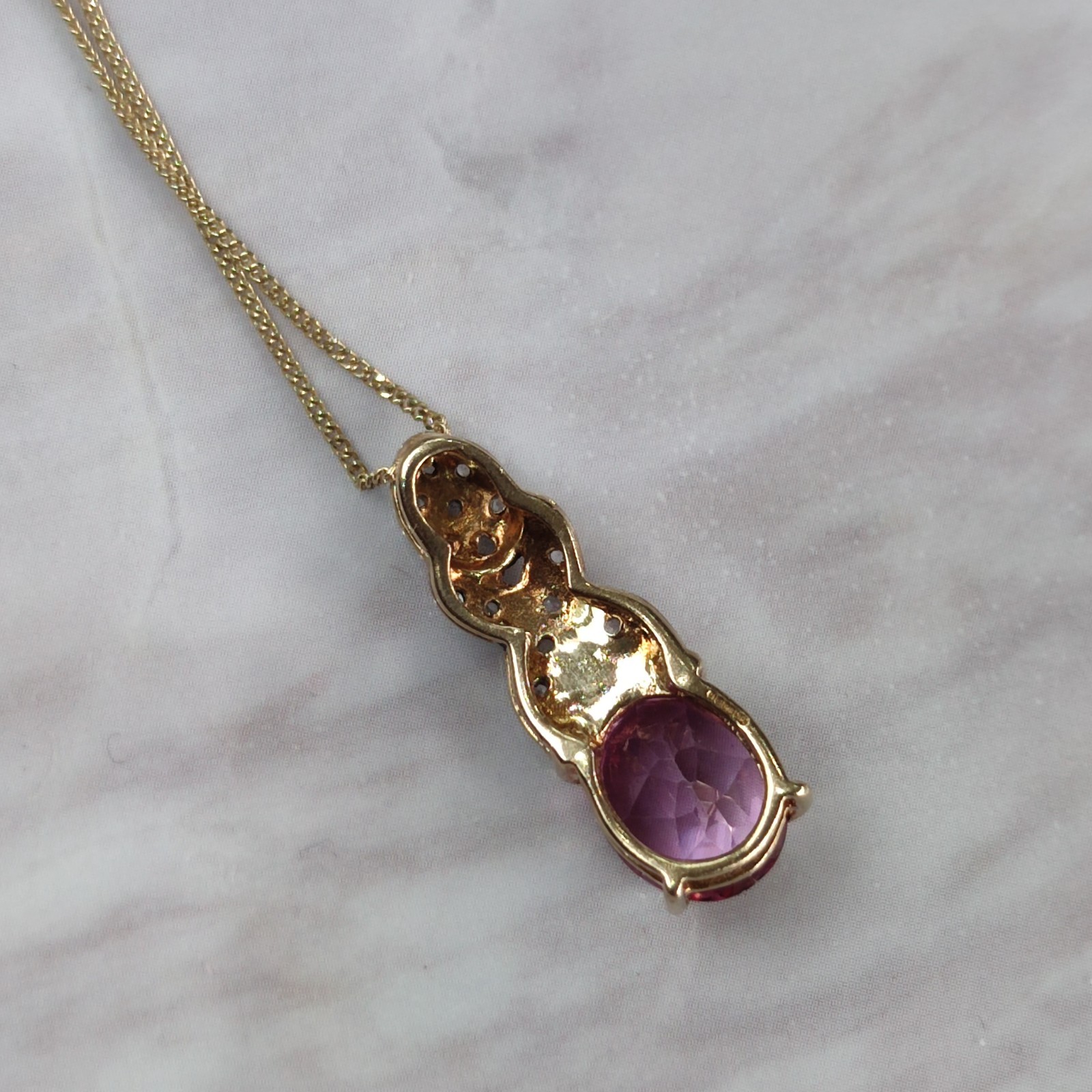 Tourmaline Pendant Necklace 9ct Multi Tone Gold Hallmarked Chain 47cm Long image 7