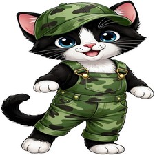 30 Custom Green Camo Kitten Personalized Address Labels