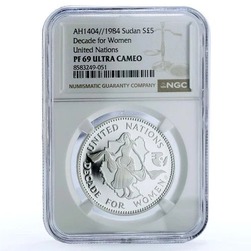 Sudan 5 pounds Decade For Women KM-92 United Nations PF 69 NGC silver coin 1984