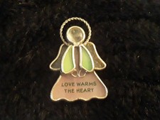 Vtg Stained Glass Angel Suncatcher Christmas Tree Ornament Love Warms The Heart