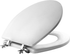 844CP 000 Edgewater Toilet Seat with Chrome Hinges Will Never Come Loose, ROUND,