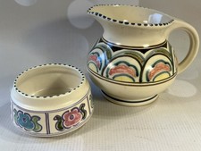 Vintage Honiton Pottery 10.5cm Jug and 9cm Floral Pot - Excellent Condition