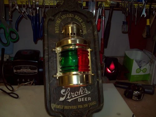 Stroh's Vintage Lighted Beer Sign -Lantern and Nautical Theme, Works