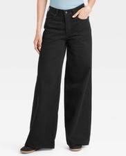 Universal Thread Super Wide Leg 100 Cotton Non-Stretch Jeans Black 12