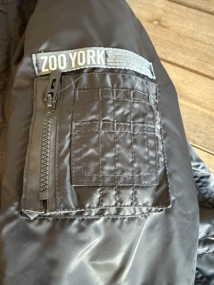 ZOO YORK Size L Brown Insulated  Coat Pockets Warm Zip Mens Fur Hood - Image 2 of 3