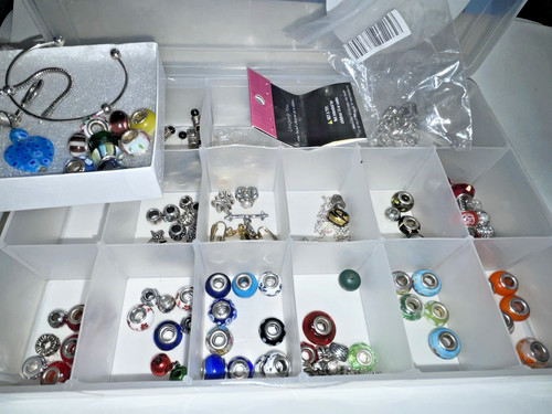 Small Lot Jewelry Making Beads Strand Glass Some 925 AS IS with Plastic Org🌺🌺