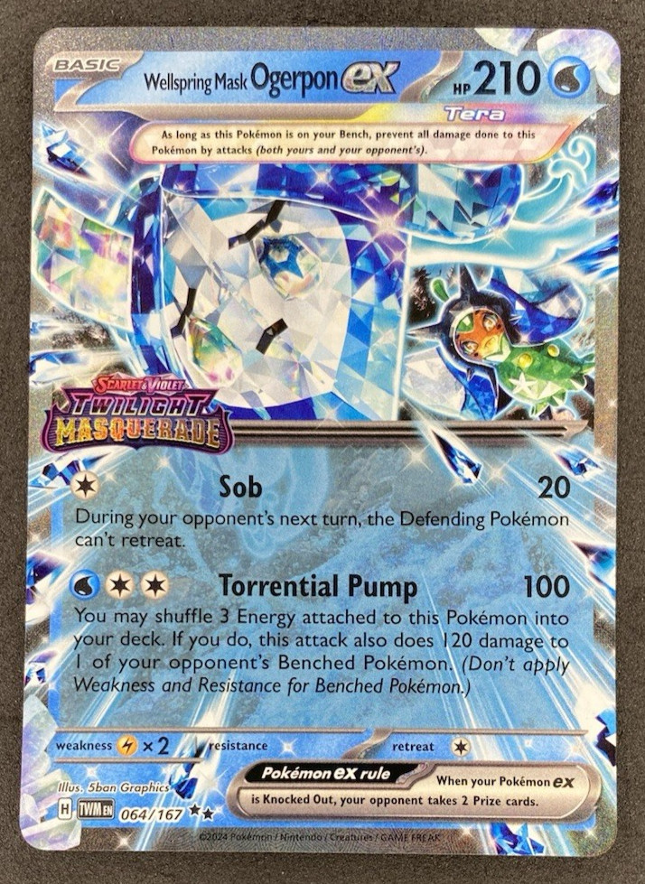 Pokémon Wellspring Mask Ogerpon ex Stamp 064/167 TWM Twilight Masquerade NM