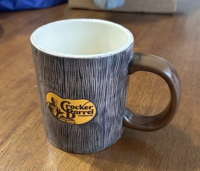 Cracker Barrel Barn Wood Grain Ceramic Stoneware Coffee Mug 20oz Logo Sides XL