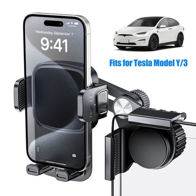 Car Phone Mount for Tesla Model 3/Y/Cybertruck Screen 360°Adjustable Clip Holder