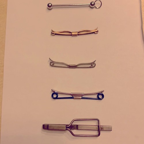 Vintage Men's Jewelry Collection: 1 Collar Pin, 3 Collar. Bars, 1 Tie Bar