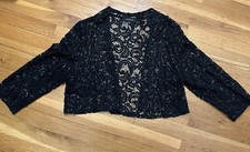 R M Richards Black Lace Sequin Bolero Shrug Jacket Women s Large Formal