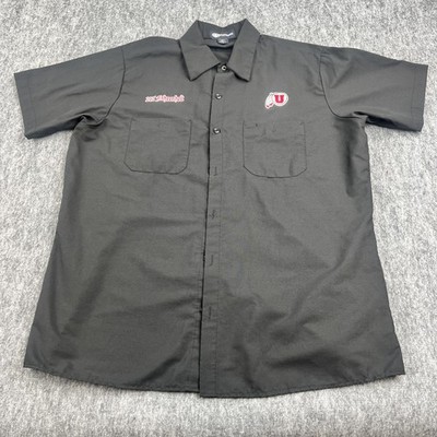 Utah Utes Shirt Mens Large Black NCAA Football Button Up Work 212 Fahrenheit