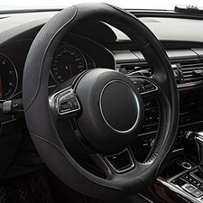 Car Steering Wheel Cover,14.5-15 Inch Black Universal Microfiber Leather
