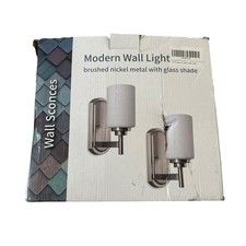 Modern Wall Sconces Set of 2, Bathroom Vanity Lights with White Frosted Glass...