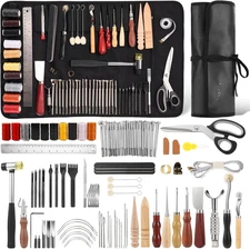 85PCS Leather Tooling Kit with Custom Bag - Tools for Beginners and Craftsmen