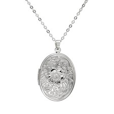 9CT Gold Locket Necklace Pendant and 20'' Chain Floral Engraved Locket