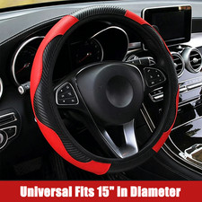 Car Accessories Steering Wheel Cover Red Leather Anti-slip 15 38cm All-fit