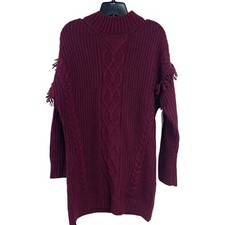 NWT New American Rag Cie Juniors Small Wine Red Long Sleeve Knit Sweater Dress