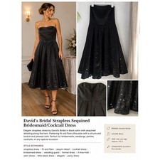David's Bridal Strapless Cocktail Bridesmaid Sequin Party Dress Size 4