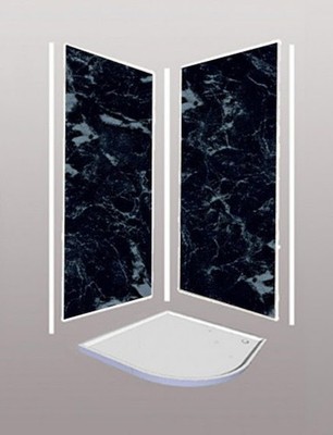 Duschwandpaneele Set aus schwarzem Marmor - 1000 mm x 2,4 m x 10 mm (2-seitige Kabine)