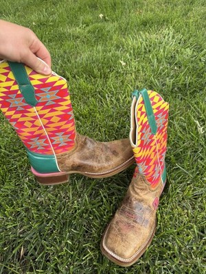 CINCH EDGE Women s 8.5 Leather/Multi Color SW Cowgirl Cowboy Rodeo Boots