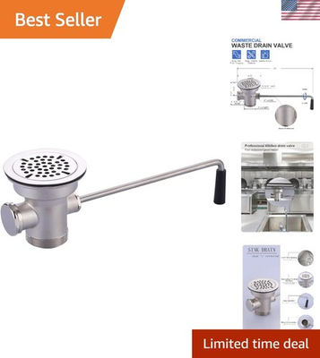 #ad Durable Brass Commercial Sink Drain with Long Twist Handle Overflow Protection $116.96